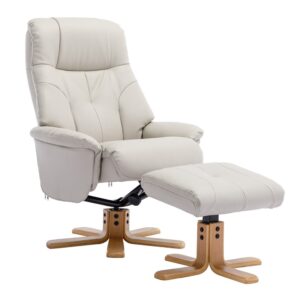 Dox Leather Recliner Chair With Stool In Mushroom