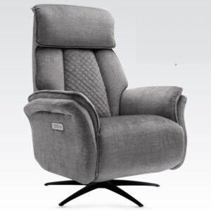 Edison Fabric Electric Recliner Chair In Grey