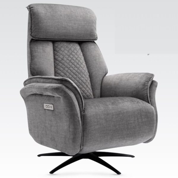 Edison Fabric Electric Recliner Chair In Grey
