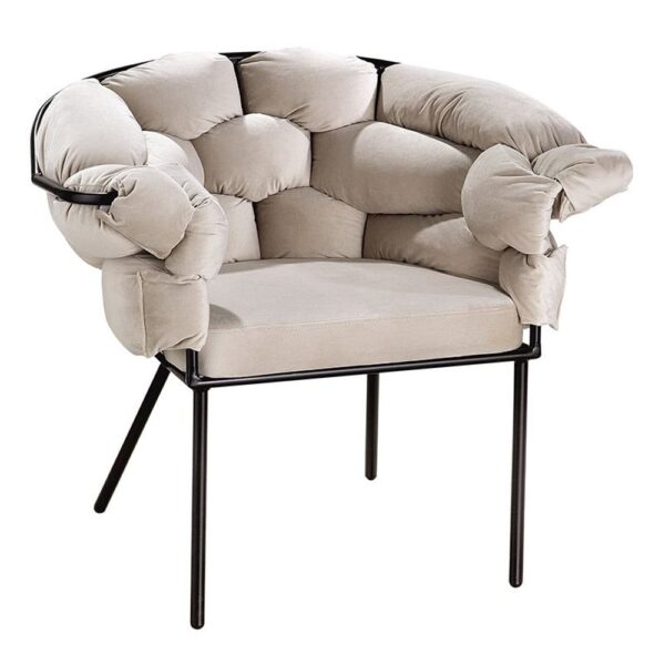 Fitchburg Fabric Armchair With Metal Legs In Beige