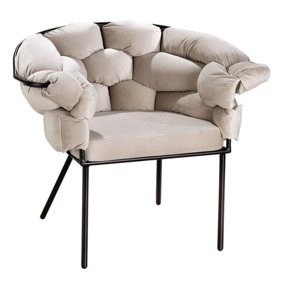 Fitchburg Fabric Armchair With Metal Legs In Beige
