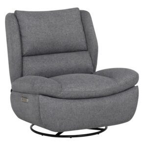 Fontana Fabric Electric Reclining Swivel Chair In Grey