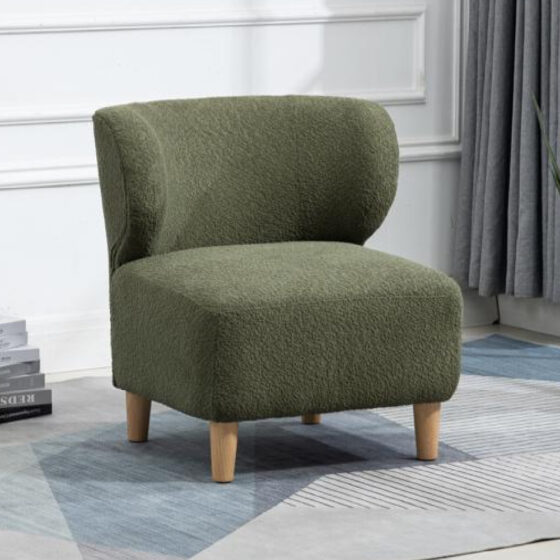Jakarta Fabric Accent Chair With Oak Legs In Moss