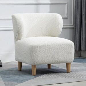 Jakarta Fabric Accent Chair With Oak Legs In White