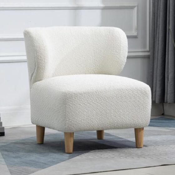 Jakarta Fabric Accent Chair With Oak Legs In White