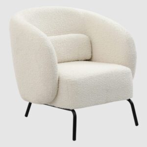Jerome Fabric Armchair With Black Metal Legs In Cologne Ivory