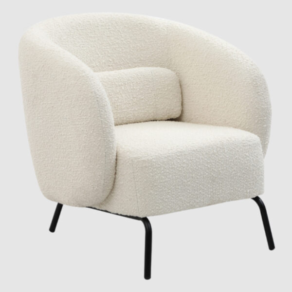 Jerome Fabric Armchair With Black Metal Legs In Cologne Ivory