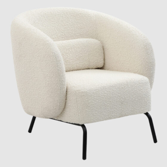 Jerome Fabric Armchair With Black Metal Legs In Cologne Ivory