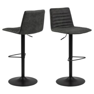 Kaprun Anthracite Fabric Bar Stools With Steel Base In Pair