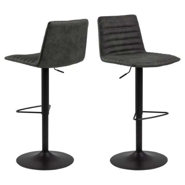 Kaprun Anthracite Fabric Bar Stools With Steel Base In Pair