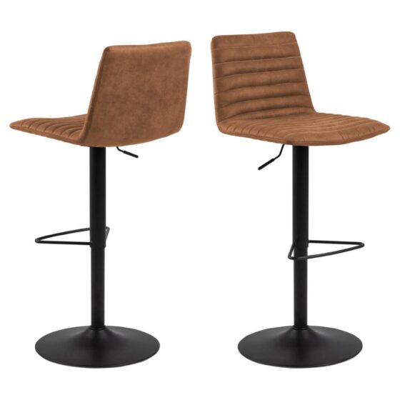 Kaprun Camel Fabric Bar Stools With Steel Base In Pair