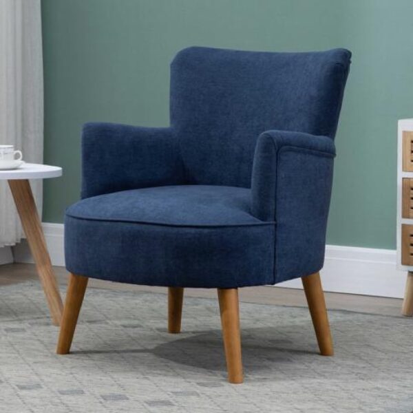 Krabi Fabric Armchair With Oak Legs In Midnight Blue