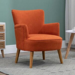 Krabi Fabric Armchair With Oak Legs In Sunburnt Orange