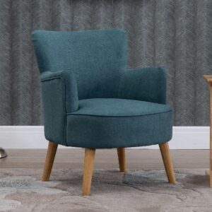 Krabi Fabric Armchair With Oak Legs In Teal