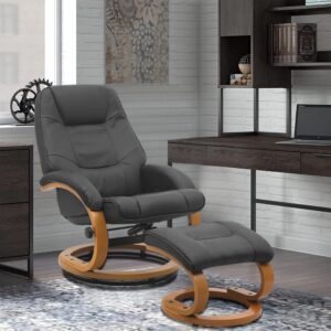 Leather Recliner Armchair with Footstool PU High Back