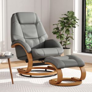 Leather Recliner Armchair with Footstool PU High Back