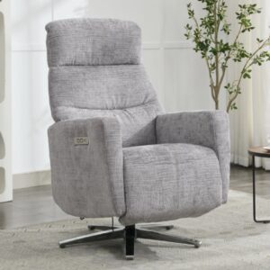 Margate Fabric Electric Recliner Chair In Ash