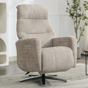 Margate Fabric Electric Recliner Chair In Fossil