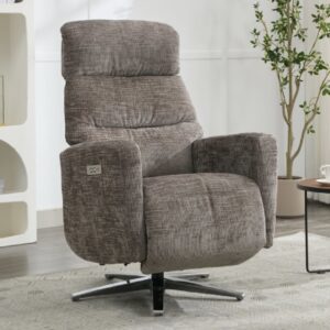 Margate Fabric Electric Recliner Chair In Stone
