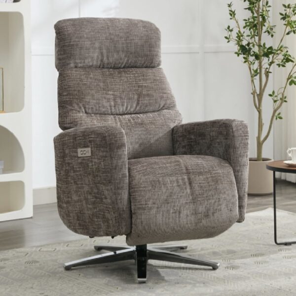 Margate Fabric Electric Recliner Chair In Stone