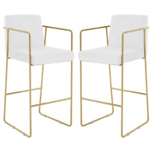 Markeb Mink Velvet Bar Stool With Gold Steel Frame In A Pair