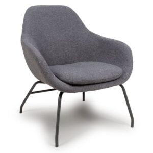 Milan Fabric Accent Chair With Black Metal Legs In Grey