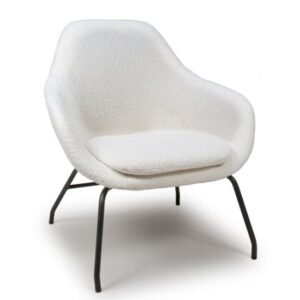 Milan Fabric Accent Chair With Black Metal Legs In Ivory
