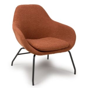 Milan Fabric Accent Chair With Black Metal Legs In Rust