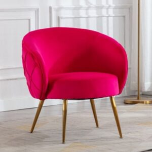 Millville Velvet Accent Chair With Gold Legs In Raspberry
