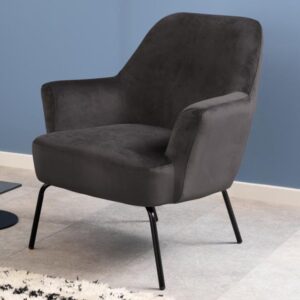 Montclair Fabric Lounge Chair With Black Legs In Dark Grey