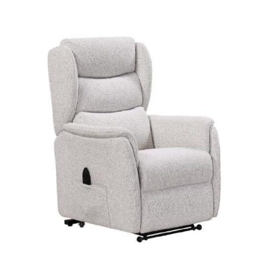 Newkirk Fabric Twin Motor Lift Recliner Chair In Biscuit