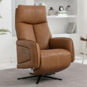 Prato Leather Electric Recliner Chair In Camel