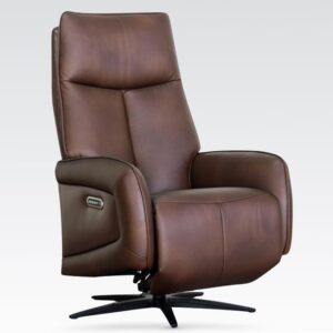 Prato Leather Electric Recliner Chair In Dark Brown