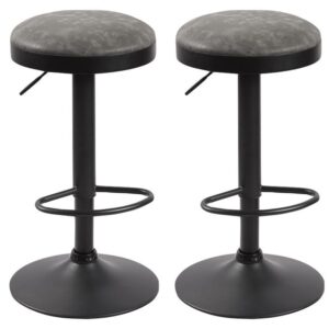 Rexford Grey Fabric Bar Stools In Pair
