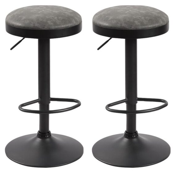 Rexford Grey Fabric Bar Stools In Pair