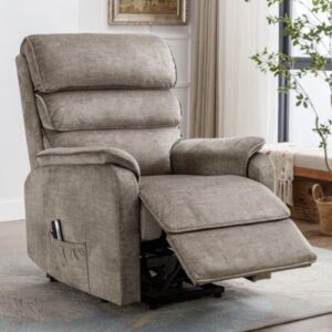 Sanur Fabric Electric Lift And Tilt Recliner Chair In Taupe