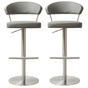 Sloan Grey Leather Bar Stools In Pair