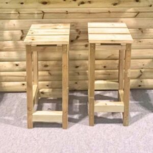 Swanzey Natural Wooden Garden Bar Stools In Pair