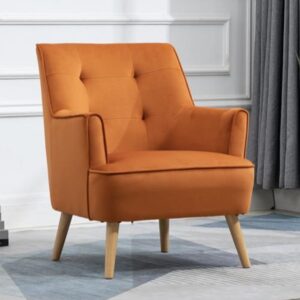 Terni Velvet Accent Chair With Oak Legs In Burnt Orange