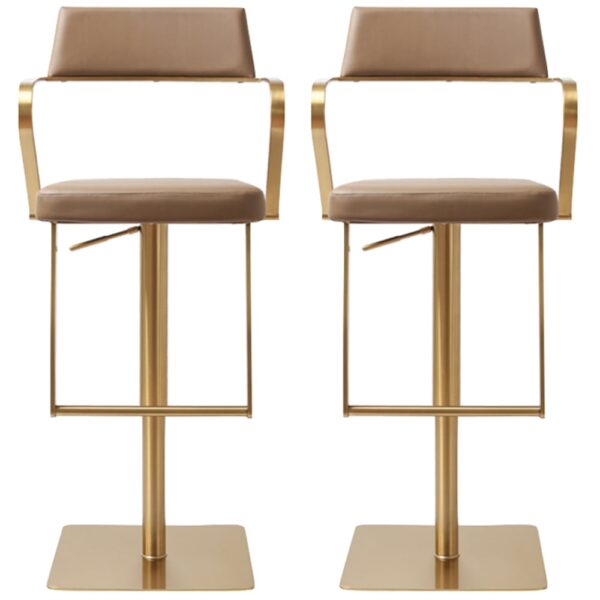 Turlock Mocha Leather Bar Stools In Pair