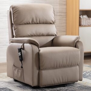 Viola Leather Electric Recliner Chair In Pebble