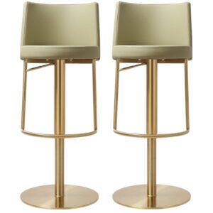 Viola Pistachio PU Leather Bar Stools In Pair