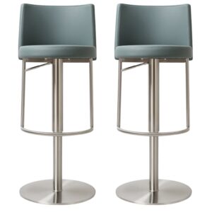 Viola Teal PU Leather Bar Stools In Pair