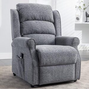 Warth Fabric Electric Single Motor Recliner Chair In Steel Blue
