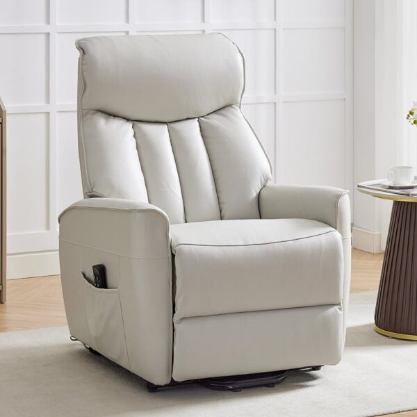 Balzac Leather Electric Recliner Chair In Sandy