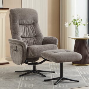 Nepean Fabric Recliner Chair With Stool In Ash