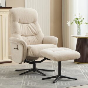Nepean Fabric Recliner Chair With Stool In Barley