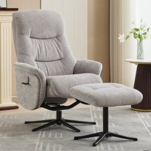 Nepean Fabric Recliner Chair With Stool In Cloud