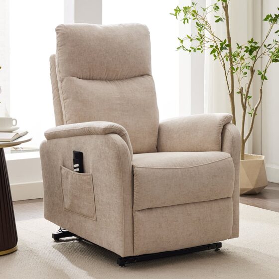 Payson Fabric Electric Recliner Chair In Barley