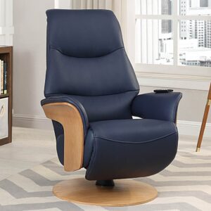 Ulster Faux Leather Electric Recliner Chair In Navy